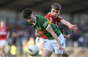 1 June 2022; Darren Allman of Kerry in action against Mark O’Sullivan of Cork during the Electric Ireland Munster GAA Minor Football Championship Final match between Kerry and Cork at Páirc Uí Rinn in Cork. Photo by George Tewkesbury/Sportsfile