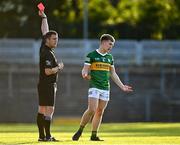 1 June 2022; Darragh O'Connor of Kerry is shown a straight red card by referee Niall Quinn during the Electric Ireland Munster GAA Minor Football Championship Final match between Kerry and Cork at Páirc Uí Rinn in Cork. Photo by Piaras Ó Mídheach/Sportsfile