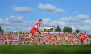 29 May 2022; Shane McGuigan of Derry kicks a free during the Ulster GAA Football Senior Championship Final between Derry and Donegal at St Tiernach's Park in Clones, Monaghan. Photo by Stephen McCarthy/Sportsfile
