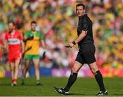 29 May 2022; Referee Sean Hurson during the Ulster GAA Football Senior Championship Final between Derry and Donegal at St Tiernach's Park in Clones, Monaghan. Photo by Stephen McCarthy/Sportsfile