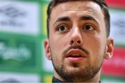 2 June 2022; Lee O'Connor during a Republic of Ireland U21's press conference at FAI National Training Centre in Abbotstown, Dublin. Photo by Ben McShane/Sportsfile