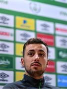 2 June 2022; Lee O'Connor during a Republic of Ireland U21's press conference at FAI National Training Centre in Abbotstown, Dublin. Photo by Ben McShane/Sportsfile