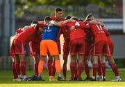27 May 2022; Sean Boyd of Shelbourne huddles with teammates before the SSE Airtricity League Premier Division match between Shamrock Rovers and Shelbourne at Tallaght Stadium in Dublin. Photo by Eóin Noonan/Sportsfile