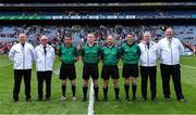 21 May 2022; Referee Colm McDonald with his match officials before the Nickey Rackard Cup Final match between Roscommon and Tyrone at Croke Park in Dublin. Photo by Piaras Ó Mídheach/Sportsfile