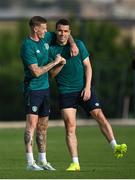 2 June 2022; James McClean, left, and Seamus Coleman during a Republic of Ireland training session at the Yerevan Football Academy in Yerevan, Armenia. Photo by Stephen McCarthy/Sportsfile