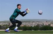 2 June 2022; Goalkeeper Mark Travers during a Republic of Ireland training session at the Yerevan Football Academy in Yerevan, Armenia. Photo by Stephen McCarthy/Sportsfile