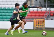 2 June 2022; Tayo Adaramola, right, and Liam Kerrigan during a Republic of Ireland U21's training session at Tallaght Stadium in Dublin. Photo by Ben McShane/Sportsfile