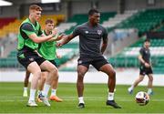 2 June 2022; Sinclair Armstrong, right, and Jake O'Brien during a Republic of Ireland U21's training session at Tallaght Stadium in Dublin. Photo by Ben McShane/Sportsfile