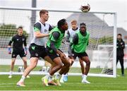 2 June 2022; Tayo Adaramola, right, and Mark McGuinness during a Republic of Ireland U21's training session at Tallaght Stadium in Dublin. Photo by Ben McShane/Sportsfile