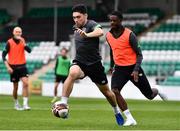 2 June 2022; Liam Kerrigan, left, and Mipo Odubeko during a Republic of Ireland U21's training session at Tallaght Stadium in Dublin. Photo by Ben McShane/Sportsfile