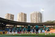 3 June 2022; Players warm up during a Republic of Ireland training session at Vazgen Sargsyan Republican Stadium in Yerevan, Armenia. Photo by Stephen McCarthy/Sportsfile