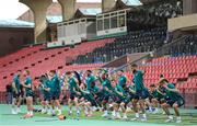 3 June 2022; Players warm up during a Republic of Ireland training session at Vazgen Sargsyan Republican Stadium in Yerevan, Armenia.  Photo by Stephen McCarthy/Sportsfile