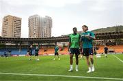 3 June 2022; Chiedozie Ogbene and Jeff Hendrick, right, during a Republic of Ireland training session at Vazgen Sargsyan Republican Stadium in Yerevan, Armenia. Photo by Stephen McCarthy/Sportsfile