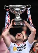21 May 2022; Tyrone captain Conor Grogan lifts the cup after his side's victory in the Nickey Rackard Cup Final match between Roscommon and Tyrone at Croke Park in Dublin. Photo by Piaras Ó Mídheach/Sportsfile