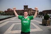 3 June 2022; Republic of Ireland supporter Karl Murphy, from Bray, Wicklow, at Republic Square in Yerevan, ahead of their side's UEFA Nations League match against Armenia on Saturday at the Vazgen Sargsyan Republican Stadium. Photo by Stephen McCarthy/Sportsfile