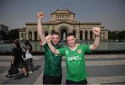 3 June 2022; Republic of Ireland supporters and brothers Padraig, left, and Karl Murphy, from Bray, Wicklow, at Republic Square in Yerevan, ahead of their side's UEFA Nations League match against Armenia on Saturday at the Vazgen Sargsyan Republican Stadium. Photo by Stephen McCarthy/Sportsfile