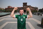 3 June 2022; Republic of Ireland supporter Padraig Murphy, from Bray, Wicklow, at Republic Square in Yerevan, ahead of their side's UEFA Nations League match against Armenia on Saturday at the Vazgen Sargsyan Republican Stadium. Photo by Stephen McCarthy/Sportsfile