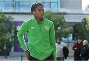 3 June 2022; Tayo Adaramola of Republic of Ireland arrives before the UEFA European U21 Championship qualifying group F match between Republic of Ireland and Bosnia and Herzegovina at Tallaght Stadium in Dublin. Photo by Seb Daly/Sportsfile