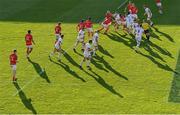 3 June 2022; Stuart McCloskey of Ulster is tackled by Munster players, from left, Stephen Archer, Fineen Wycherley and Fineen Wycherley during the United Rugby Championship Quarter-Final match between Ulster and Munster at Kingspan Stadium in Belfast. Photo by Ramsey Cardy/Sportsfile