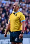 3 June 2022; Referee Jaco Peyper awaits assistance from the TMO during the United Rugby Championship Quarter-Final match between Ulster and Munster at Kingspan Stadium in Belfast. Photo by Ben McShane/Sportsfile