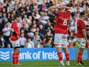 3 June 2022; Munster players, from left, Peter O'Mahony, Gavin Coombes and Alex Kendellen during the United Rugby Championship Quarter-Final match between Ulster and Munster at Kingspan Stadium in Belfast. Photo by Ramsey Cardy/Sportsfile