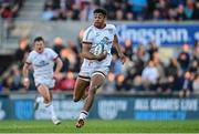 3 June 2022; Robert Baloucoune of Ulster makes a break during the United Rugby Championship Quarter-Final match between Ulster and Munster at Kingspan Stadium in Belfast. Photo by Ramsey Cardy/Sportsfile