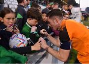 3 June 2022; Republic of Ireland captain Conor Coventry with supporters after his side's victory in the UEFA European U21 Championship qualifying group F match between Republic of Ireland and Bosnia and Herzegovina at Tallaght Stadium in Dublin. Photo by Seb Daly/Sportsfile