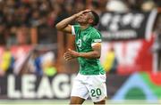 4 June 2022; Chiedozie Ogbene of Republic of Ireland reacts after a missed chance during the UEFA Nations League B group 1 match between Armenia and Republic of Ireland at Vazgen Sargsyan Republican Stadium in Yerevan, Armenia. Photo by Stephen McCarthy/Sportsfile