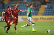 4 June 2022; Seamus Coleman of Republic of Ireland in action against Kamo Hovhannisyan, left, and  Vahan Bichakhchyan of Armenia during the UEFA Nations League B group 1 match between Armenia and Republic of Ireland at Vazgen Sargsyan Republican Stadium in Yerevan, Armenia. Photo by Stephen McCarthy/Sportsfile