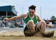 4 June 2022; Daragh Looney of St Brendans College, Kerry, competing in the senior boys long jump at the Irish Life Health All Ireland Schools Track and Field Championships at Tullamore in Offaly. Photo by Sam Barnes/Sportsfile