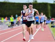 4 June 2022; Cormac Dixon of Holy Family Rathcoole, Dublin, on his way to winning the intermediate boys 3000m at the Irish Life Health All Ireland Schools Track and Field Championships at Tullamore in Offaly. Photo by Sam Barnes/Sportsfile