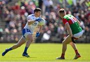4 June 2022; Darren Hughes of Monaghan in action against Bryan Walsh of Mayo during the GAA Football All-Ireland Senior Championship Round 1 match between Mayo and Monaghan at Hastings Insurance MacHale Park in Castlebar, Mayo. Photo by Piaras Ó Mídheach/Sportsfile
