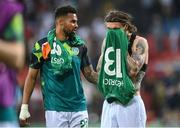 4 June 2022; Cyrus Christie, left, and Jeff Hendrick of Republic of Ireland after their side's defeat in the UEFA Nations League B group 1 match between Armenia and Republic of Ireland at Vazgen Sargsyan Republican Stadium in Yerevan, Armenia. Photo by Stephen McCarthy/Sportsfile