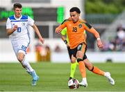 3 June 2022; Tyreik Wright of Republic of Ireland in action against Petar Sucic of Bosnia and Herzegovina during the UEFA European U21 Championship qualifying group F match between Republic of Ireland and Bosnia and Herzegovina at Tallaght Stadium in Dublin. Photo by Seb Daly/Sportsfile