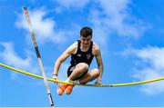 4 June 2022; Jamie Paul of Ballymena Academy, Antrim, fails a clearance whilst competing in the senior boys pole vault at the Irish Life Health All Ireland Schools Track and Field Championships at Tullamore in Offaly. Photo by Sam Barnes/Sportsfile