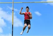 4 June 2022; Conor Callinan of Colaiste an Chroi Naofa, Cork, on his way to winning the senior boys pole vault at the Irish Life Health All Ireland Schools Track and Field Championships at Tullamore in Offaly. Photo by Sam Barnes/Sportsfile