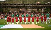 4 June 2022; The Republic of Ireland team, from left, Callum Robinson, Jeff Hendrick, Chiedozie Ogbene, Enda Stevens, John Egan, Troy Parrott, Josh Cullen, Nathan Collins and Shane Duffy before the UEFA Nations League B group 1 match between Armenia and Republic of Ireland at Vazgen Sargsyan Republican Stadium in Yerevan, Armenia. Photo by Stephen McCarthy/Sportsfile