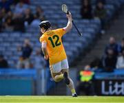 4 June 2022; Ciarán Clarke of Antrim celebrates scoring a 5th minute goal during the Joe McDonagh Cup Final match between Antrim and Kerry at Croke Park in Dublin. Photo by Ray McManus/Sportsfile