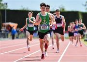 4 June 2022; Senan O'Reilly of St Colmans Fermoy, Cork, on his way to winning the intermediate boys 800m at the Irish Life Health All Ireland Schools Track and Field Championships at Tullamore in Offaly. Photo by Sam Barnes/Sportsfile