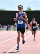 4 June 2022; Archie McNamara of St Annes Killaloe, Clare, on his way to winning the minor boys 800m at the Irish Life Health All Ireland Schools Track and Field Championships at Tullamore in Offaly. Photo by Sam Barnes/Sportsfile