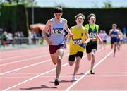 4 June 2022; Sean Corry of St Michaels Enniskillen, Fermanagh, left, on his way to winning the junior boys 800m at the Irish Life Health All Ireland Schools Track and Field Championships at Tullamore in Offaly. Photo by Sam Barnes/Sportsfile