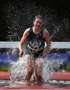 4 June 2022; Emer O'Brien of Colaiste Cholmcille Ballyshannon, Donegal, competing in the senior girls 1500m steeplechase at the Irish Life Health All Ireland Schools Track and Field Championships at Tullamore in Offaly. Photo by Sam Barnes/Sportsfile