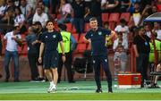 4 June 2022; Republic of Ireland manager Stephen Kenny, right, and Republic of Ireland coach Keith Andrews during the UEFA Nations League B group 1 match between Armenia and Republic of Ireland at Vazgen Sargsyan Republican Stadium in Yerevan, Armenia. Photo by Stephen McCarthy/Sportsfile