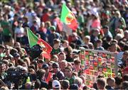 4 June 2022; Lee Keegan of Mayo is interviewed after his side's victory in the GAA Football All-Ireland Senior Championship Round 1 match between Mayo and Monaghan at Hastings Insurance MacHale Park in Castlebar, Mayo. Photo by Piaras Ó Mídheach/Sportsfile