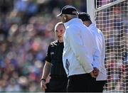 4 June 2022; Referee Barry Cassidy talks to his umpires during the GAA Football All-Ireland Senior Championship Round 1 match between Mayo and Monaghan at Hastings Insurance MacHale Park in Castlebar, Mayo. Photo by Piaras Ó Mídheach/Sportsfile