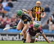 4 June 2022; Kilkenny goalkeeper Eoin Murphy is tackled by Brian Concannon of Galway during the Leinster GAA Hurling Senior Championship Final match between Galway and Kilkenny at Croke Park in Dublin. Photo by Ray McManus/Sportsfile
