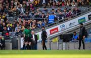 4 June 2022; Kilkenny selector James McGarry is issued with a yellow card by referee James Owens during the Leinster GAA Hurling Senior Championship Final match between Galway and Kilkenny at Croke Park in Dublin. Photo by Ray McManus/Sportsfile