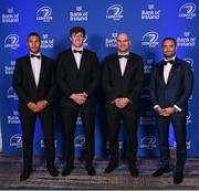 4 June 2022; On arrival at the Leinster Rugby Awards Ball are, from left, Adam Byrne, Ryan Baird, Rhys Ruddock and Dave Kearney. The Leinster Rugby Awards Ball, which took place at the Clayton Burlington Hotel in Dublin, was a celebration of the 2021/22 Leinster Rugby season to date. Photo by Harry Murphy/Sportsfile
