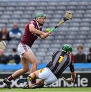 4 June 2022; Brian Concannon of Galway has a shot blocked by Kilkenny goalkeeper Eoin Murphy during the Leinster GAA Hurling Senior Championship Final match between Galway and Kilkenny at Croke Park in Dublin. Photo by Ray McManus/Sportsfile
