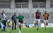 4 June 2022; Cianan Fahy of Galway makes a break, watched by Galway manager Henry Shefflin, during the Leinster GAA Hurling Senior Championship Final match between Galway and Kilkenny at Croke Park in Dublin. Photo by Ramsey Cardy/Sportsfile